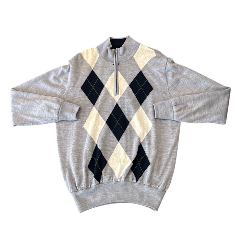 FootJoy Men's Lined Wool Half Zip Sweater Light Gray Size L